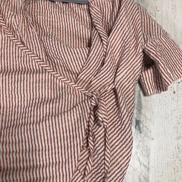 ZARA Trafaluc Collection Wrap Top Metallic Stripe - Picture 3 of 4